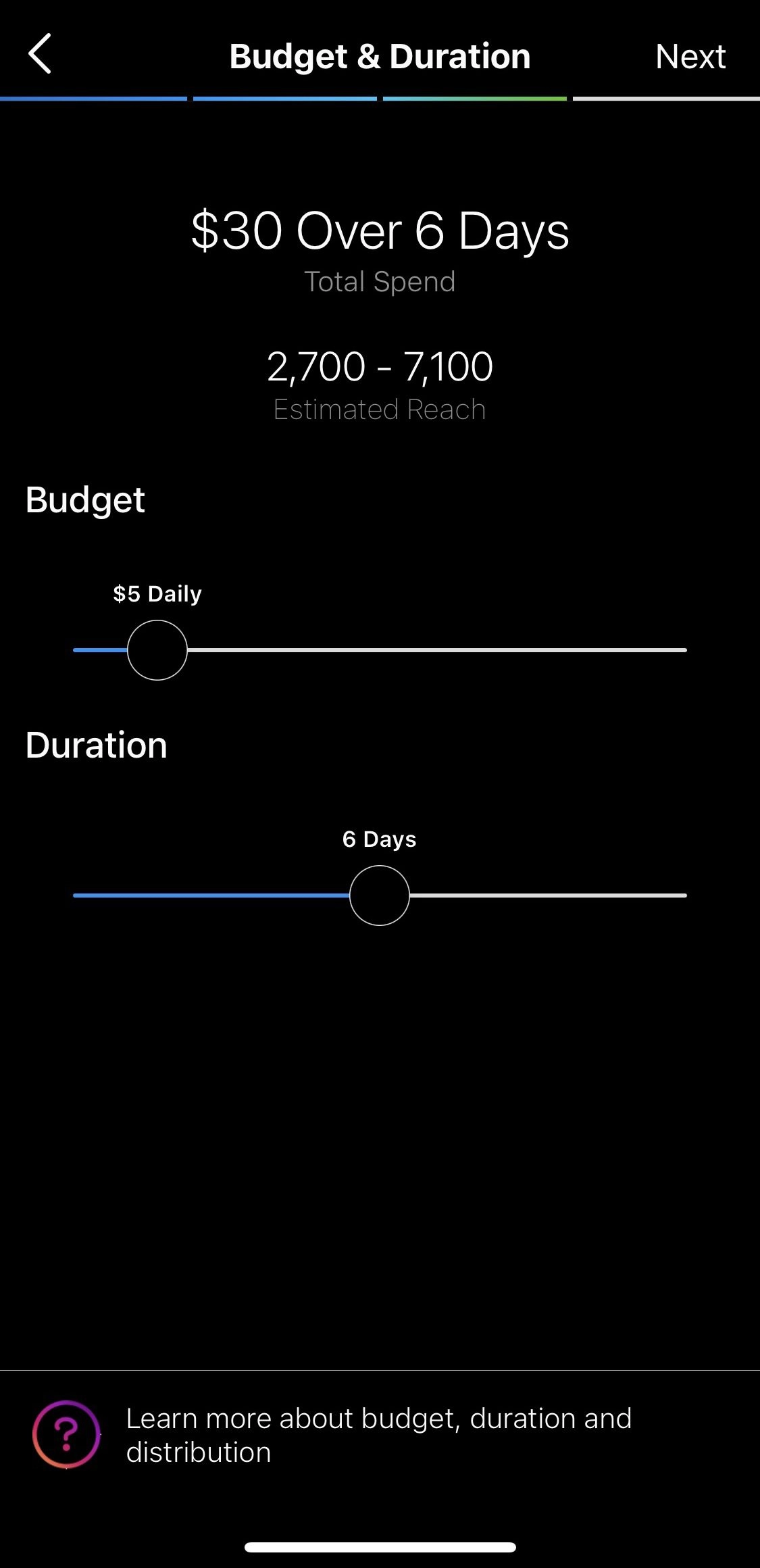 Wählen Sie Budget, Ausgaben und Dauer aus Wählen Sie Budget, Ausgaben und Dauer aus